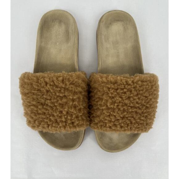 Jenni Kayne Genuine Shearling Slipper Natural Leather Slides Size 39 US Size 9 - Picture 1 of 12